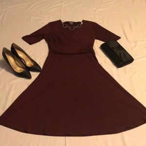 Burgundy Jersey Knit Dress